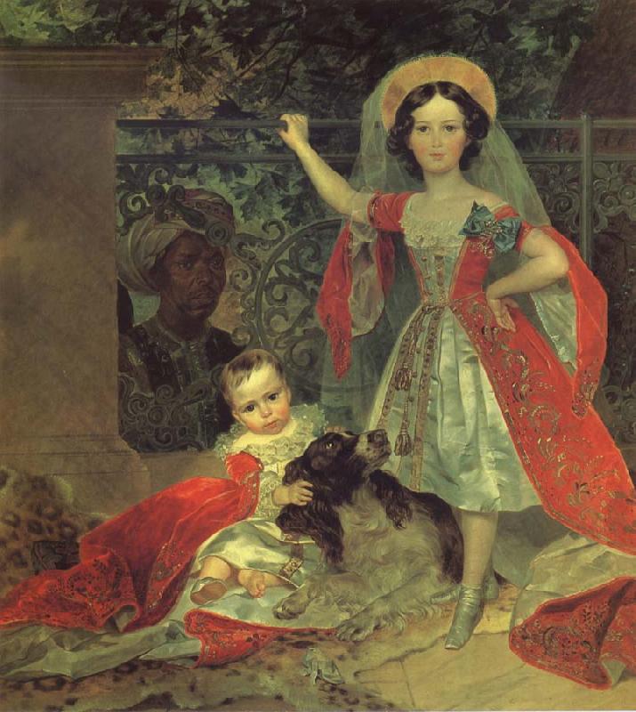 Karl Briullov Portrait of the young princesses volkonsky by a moor oil painting image